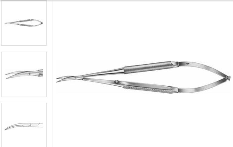 Мікроножниці, вигнуті, 145 мм, гострі / гострі, кругла ручка
